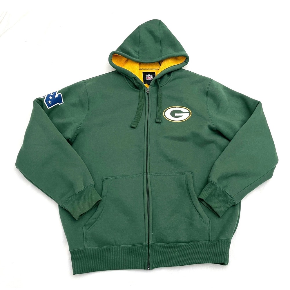 Green Bay Packers Full Zip Sherpa Lined G-III Hoodie Mens Large Green NFL Jacket